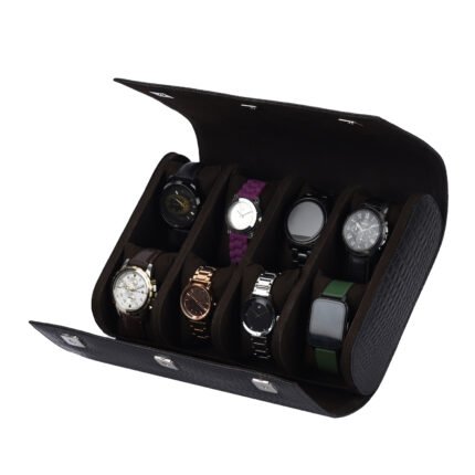 Essart Orchid Collection 8 Slot Watch Roll Croco-Black